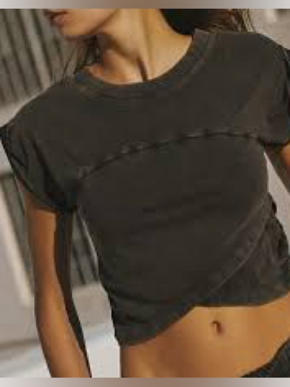 NWT FP Movement Hot Shot Crossover Crop Tee in Black Size Large